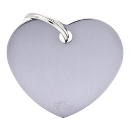 My Family Large Dog Tag Basic Heart i grått